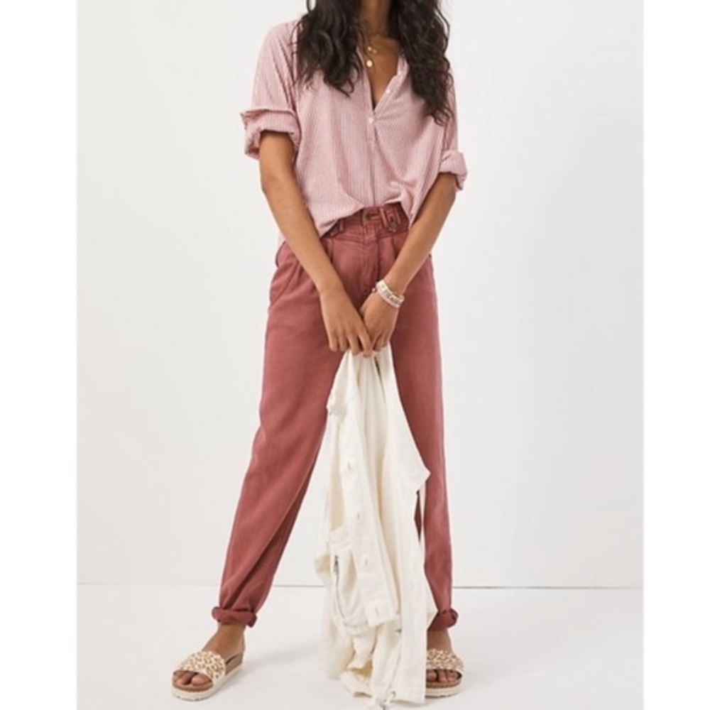 NWT : Anthropologie Aviva Slim Utility Trouser Pant Women’s Cargo Pink Relaxed